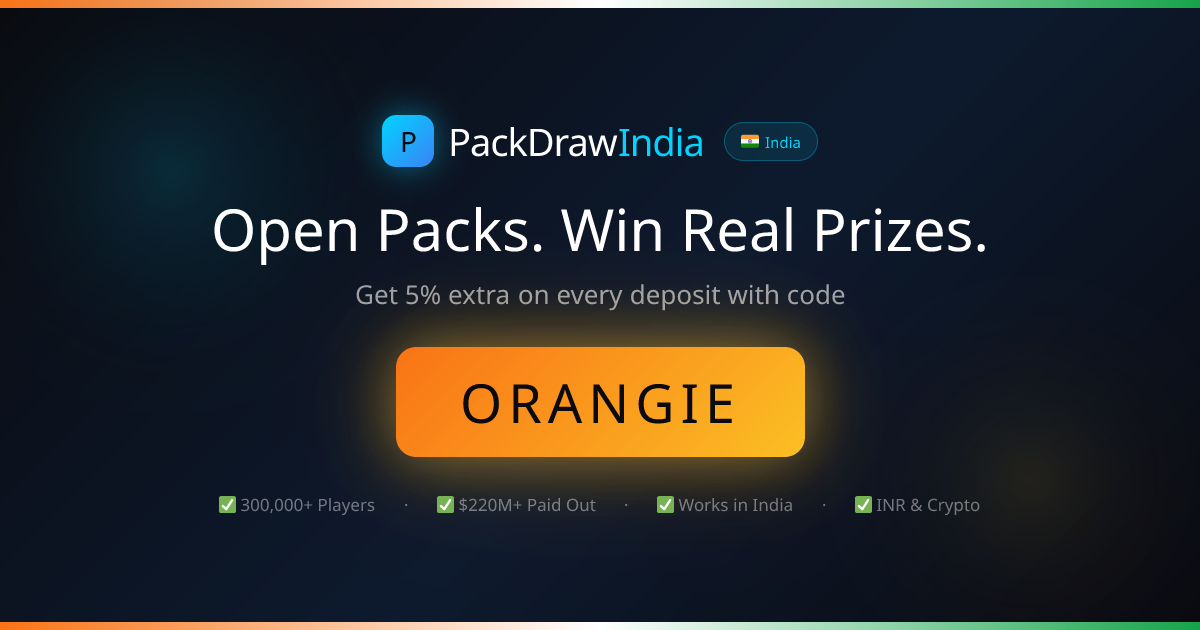 PackDraw India – Get 5% Deposit Bonus with Code ORANGIE | PackDraw.in